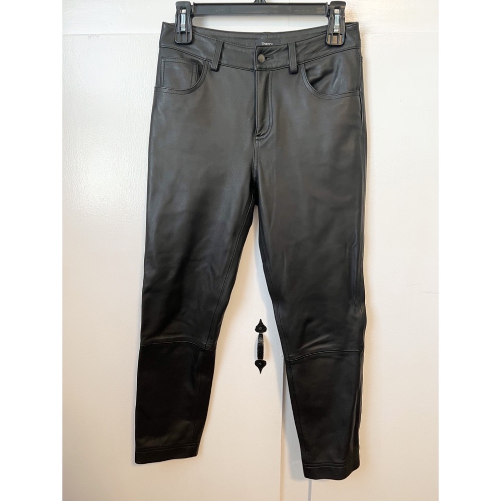 Theory Black Leather Pants, Size 00